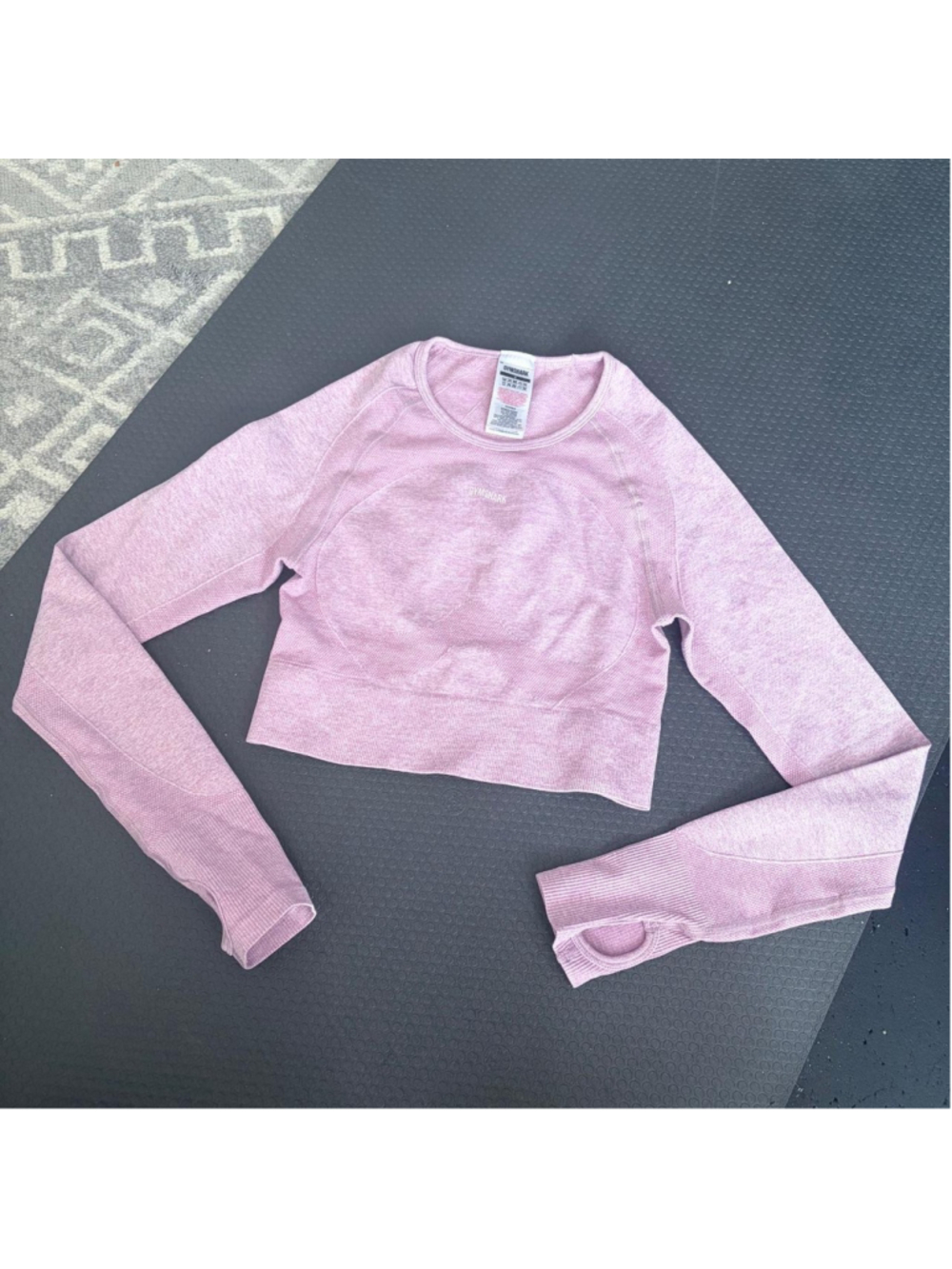 Gymshark Light Pink Seamless Long Sleeve Crop Top (Small)
